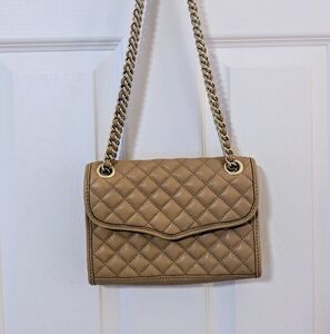 Rebecca Minkoff Quilted Tan Leather Chain Strap Crossbody Bag